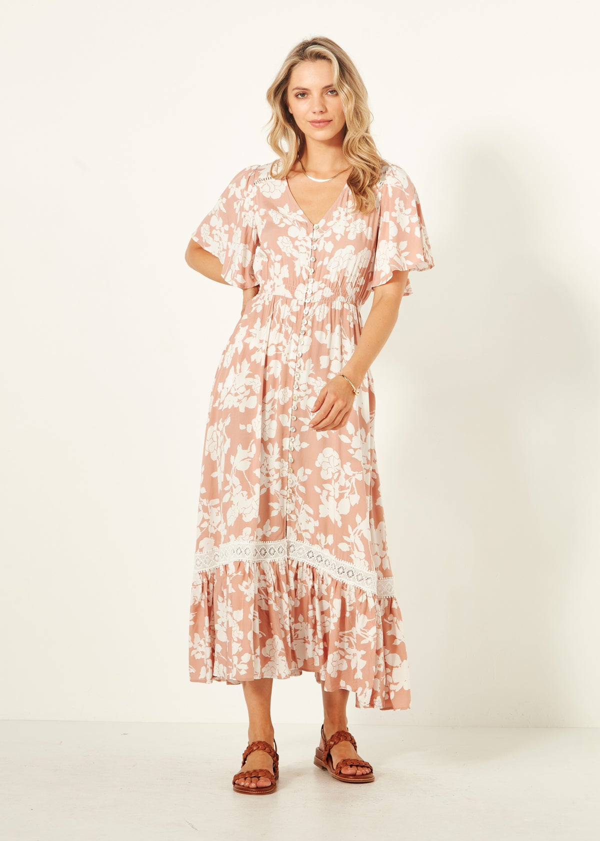 Jolander Dress - Nude Floral - LEMON TREE Dress NZ LUMA