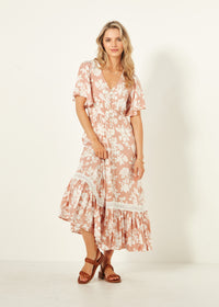 Jolander Dress - Nude Floral - LEMON TREE Dress NZ LUMA