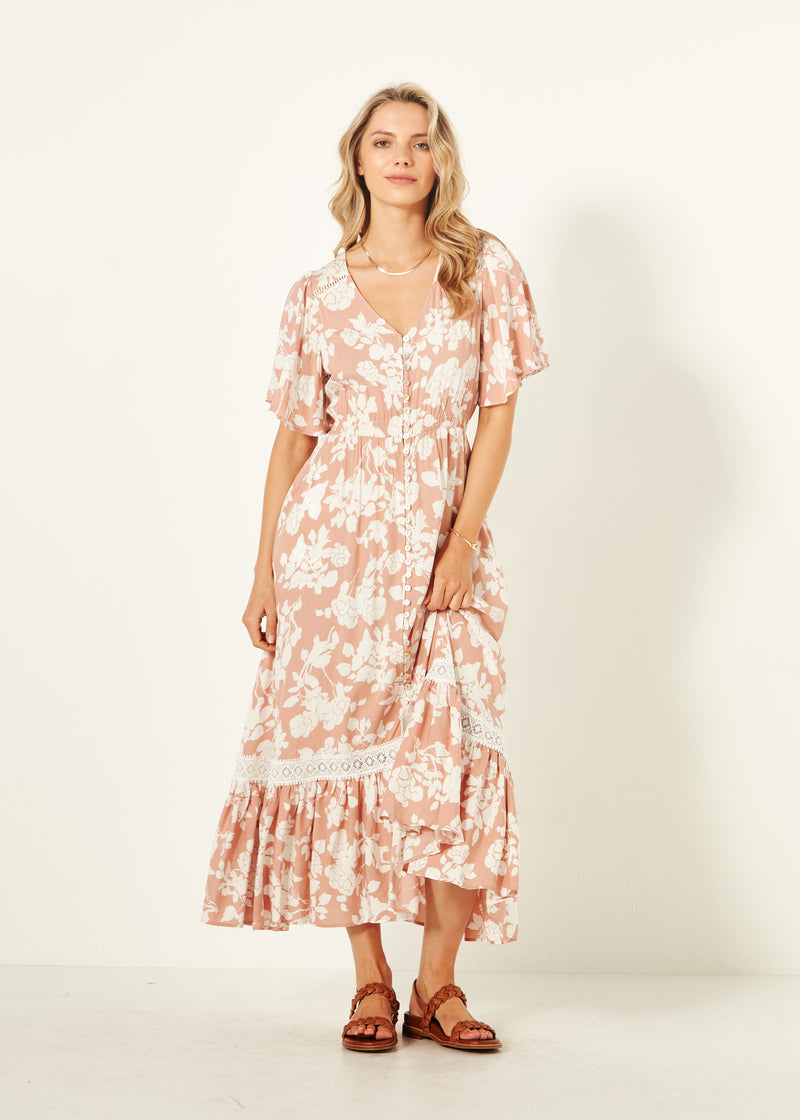 Jolander Dress - Nude Floral - LEMON TREE Dress NZ LUMA