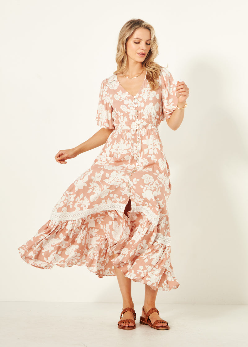 Jolander Dress - Nude Floral - LEMON TREE Dress NZ LUMA