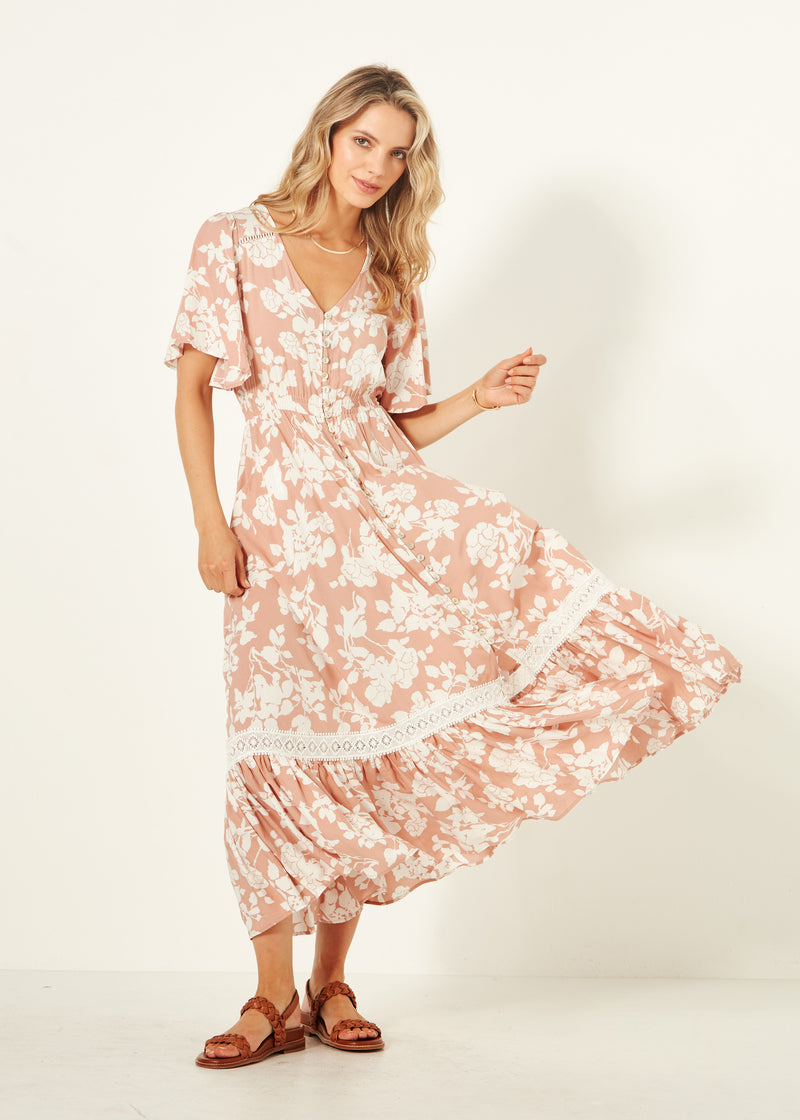 Jolander Dress - Nude Floral - LEMON TREE Dress NZ LUMA