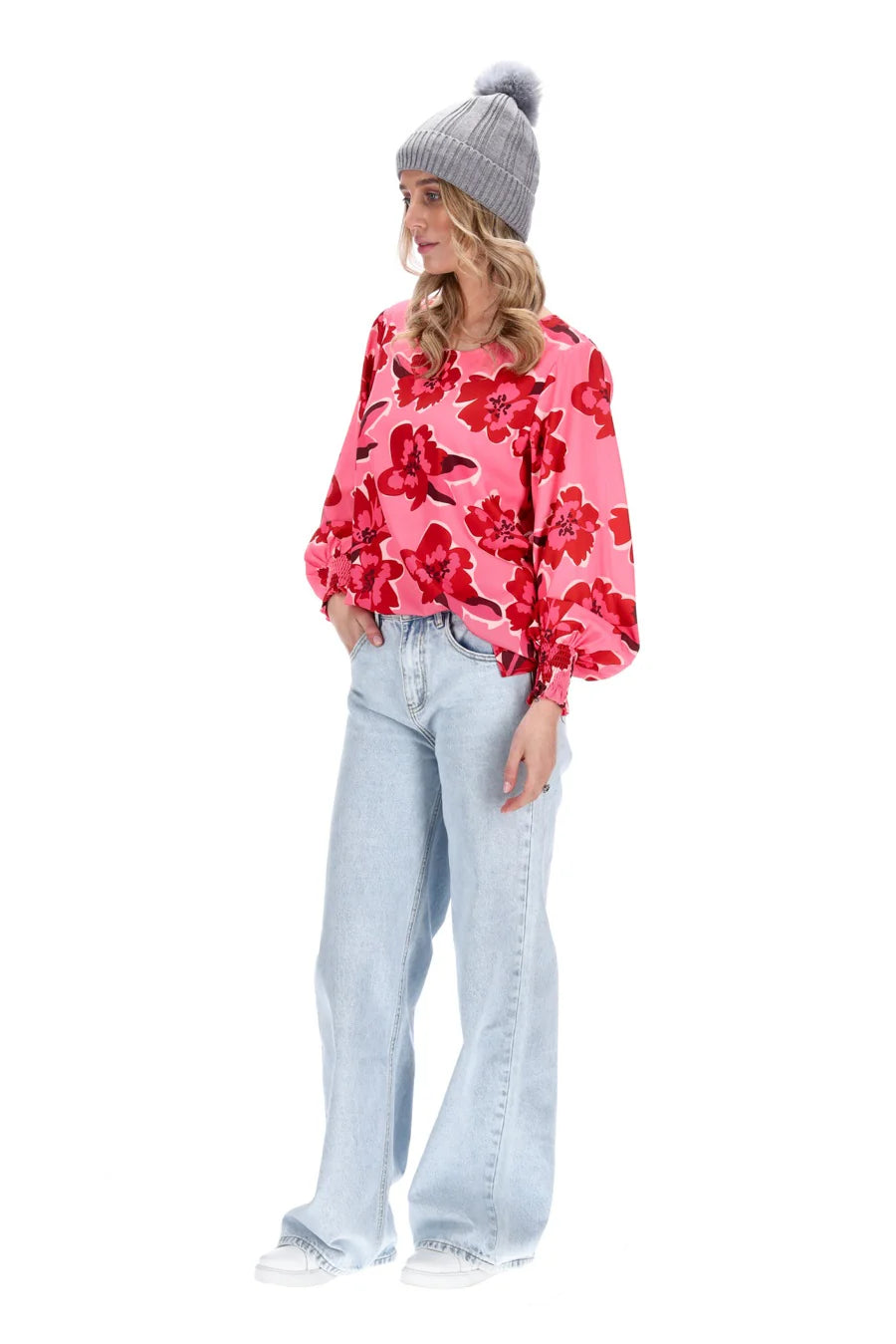 Jolie Top - Hot Pink Floral - CHARLO Top NZ LUMA