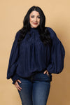 Jontee Long Sleeve Top - Navy - CHARLO