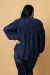 Jontee Long Sleeve Top - Navy - CHARLO