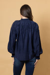 Jontee Long Sleeve Top - Navy - CHARLO