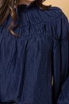 Jontee Long Sleeve Top - Navy - CHARLO