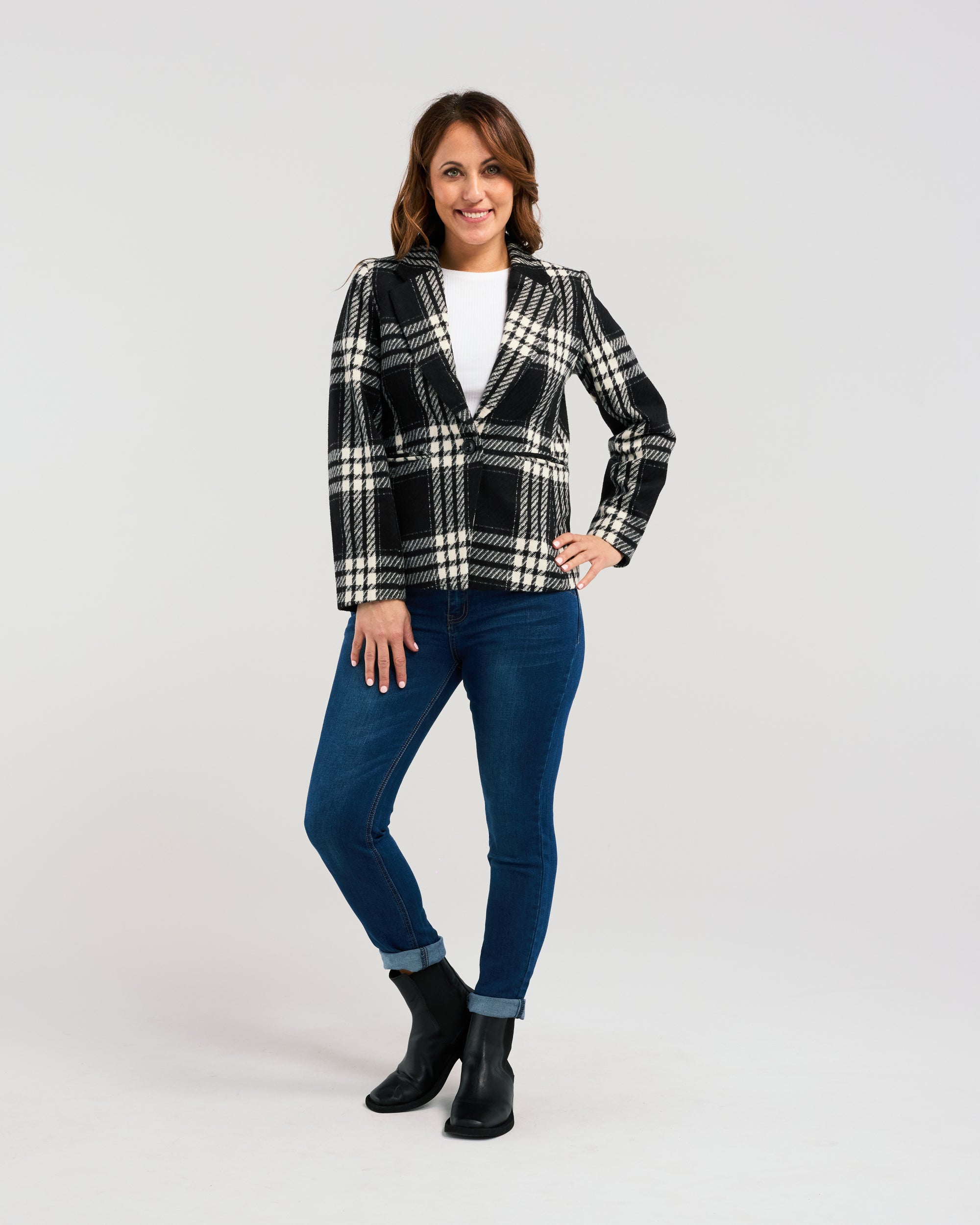 Jordan Blazer Black White Check ZAFINA – LUMA