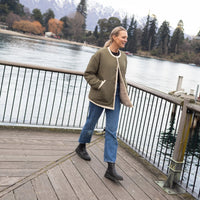 Juniper Reversible Jacket - Olive/Cream - MOKE Jacket NZ LUMA