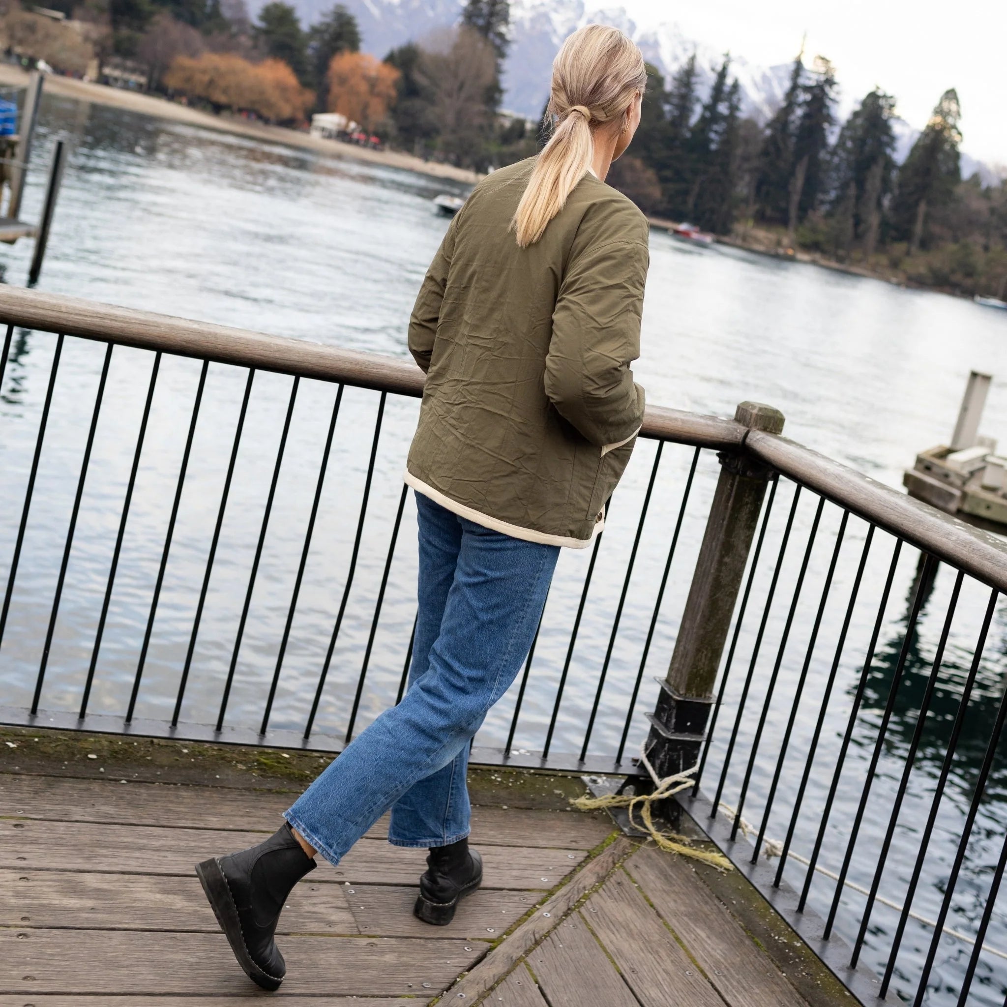 Juniper Reversible Jacket - Olive/Cream - MOKE Jacket NZ LUMA