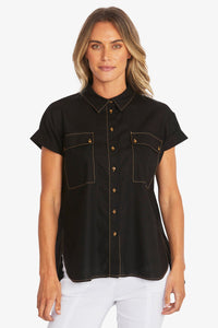 Kasbah Shirt - Black - PING PONG Top NZ LUMA