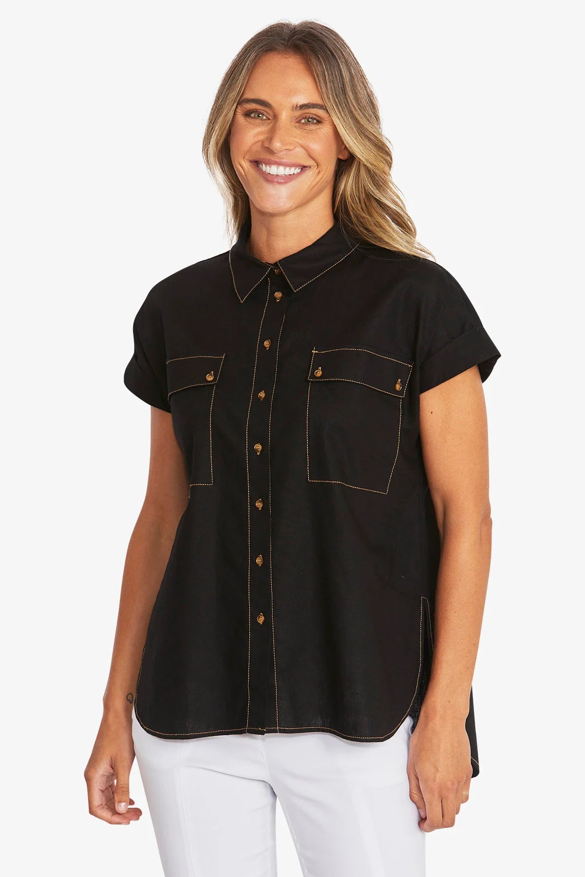 Kasbah Shirt - Black - PING PONG Top NZ LUMA