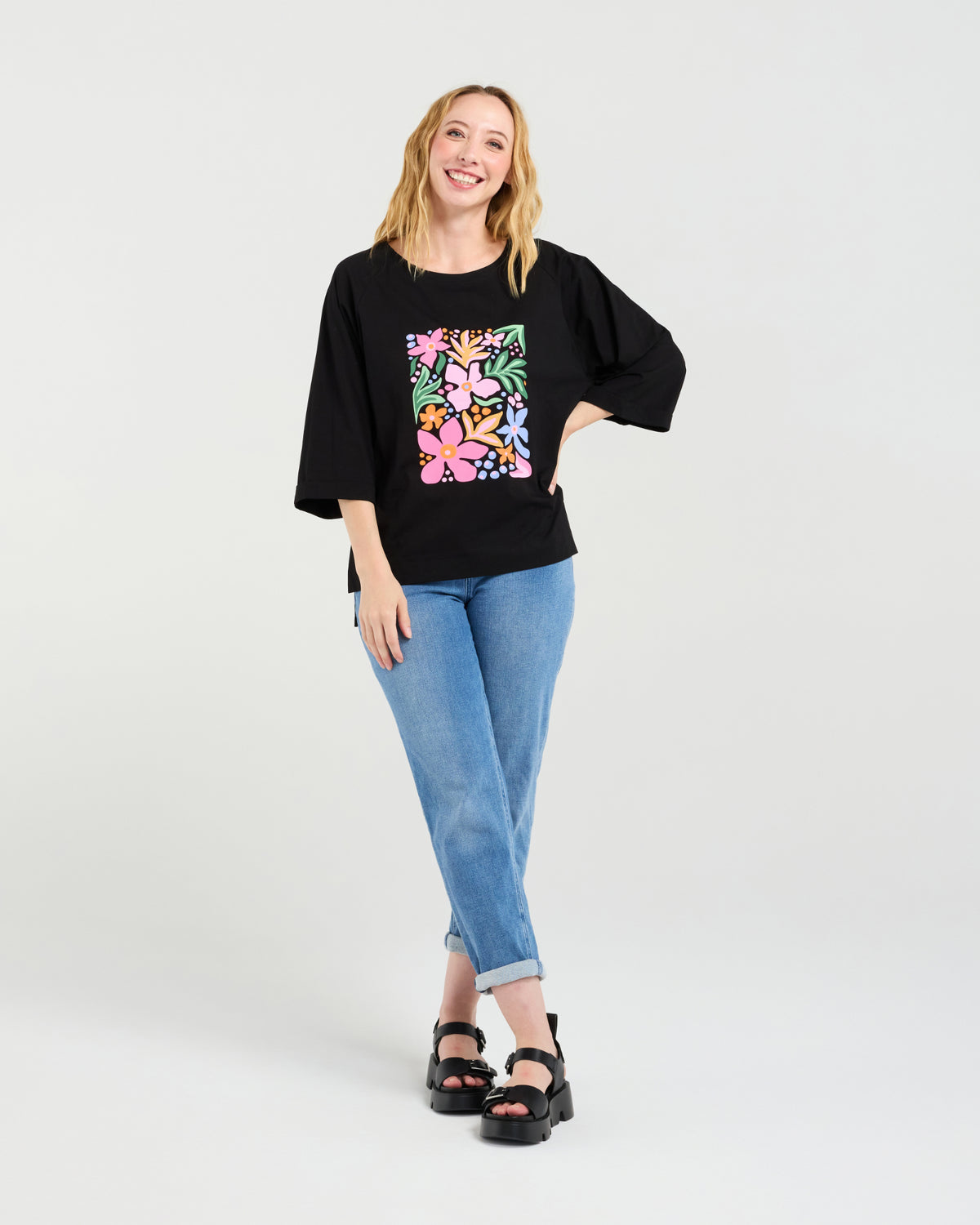 Kate T-Shirt - Black - Zafina Top NZ LUMA