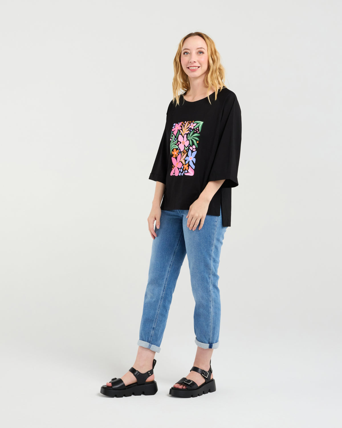Kate T-Shirt - Black - Zafina Top NZ LUMA