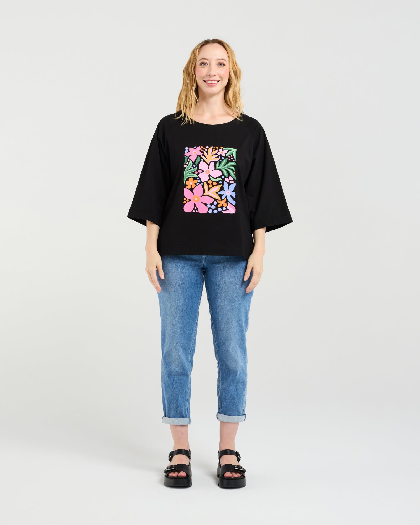 Kate T-Shirt - Black - Zafina Top NZ LUMA