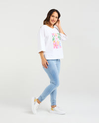 Kate T-Shirt - White - Zafina Top NZ LUMA