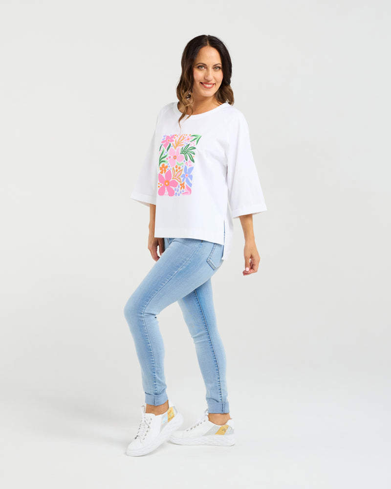 Kate T-Shirt - White - Zafina Top NZ LUMA