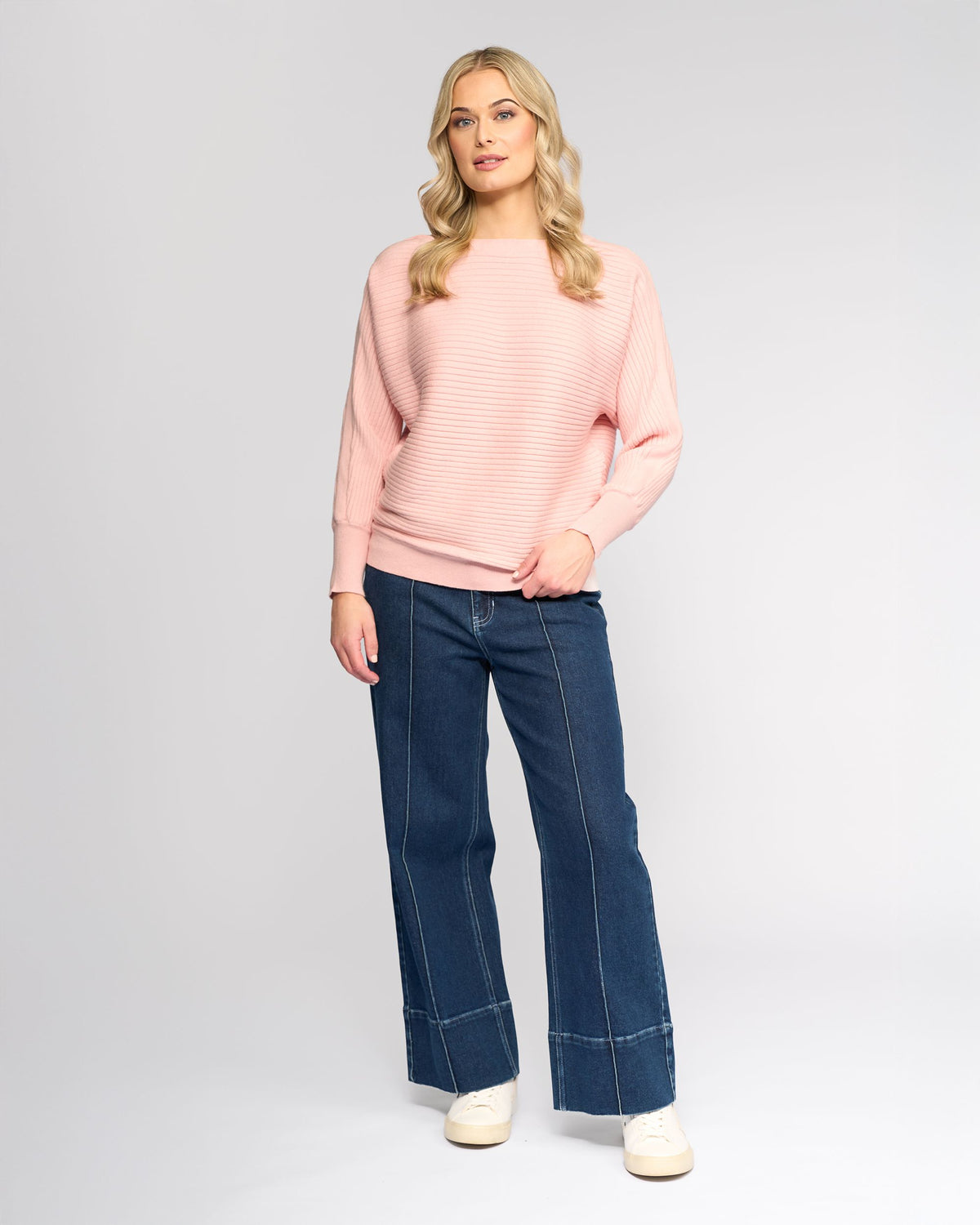 Kiki Batwing Boat Neck Sweater - Dusky Pink - VASSALLI Top NZ LUMA