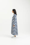 Kinsley Midi Dress - Indigo Blue w Stripe Mini X - HOME LEE Dress NZ LUMA