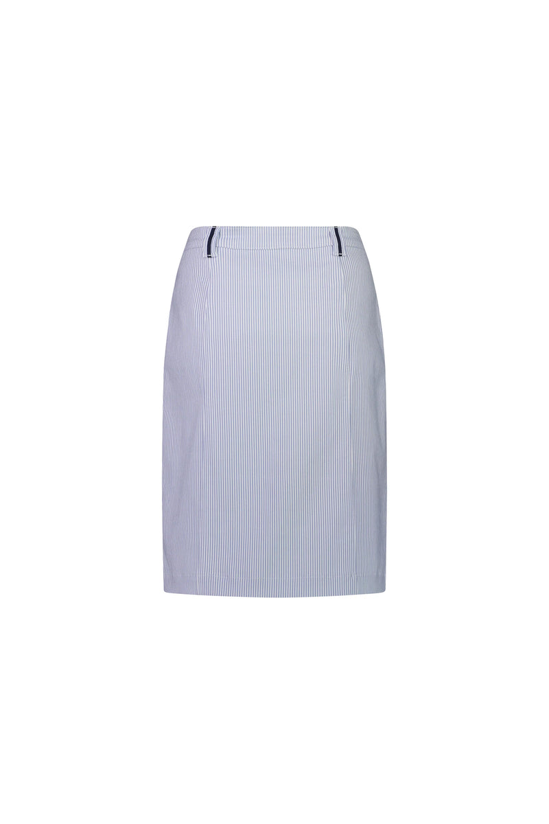 Knee Length Skirt - Blue Stripe - VASSALLI Skirt NZ LUMA