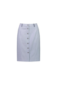 Knee Length Skirt - Blue Stripe - VASSALLI Skirt NZ LUMA