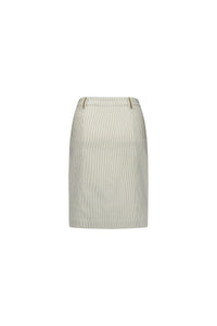 Knee Length Skirt - Khaki Stripe - VASSALLI Skirt NZ LUMA