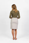 Knee Length Skirt - Khaki Stripe - VASSALLI Skirt NZ LUMA