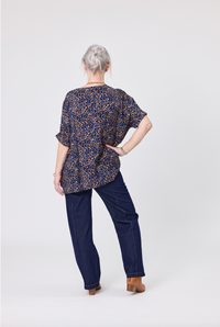 Kora Top - Blue Cat Print - LEMON TREE Top NZ LUMA