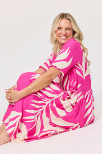 LEMON TREE - Marissa Dress - Floral Fuchsia NZ LUMA