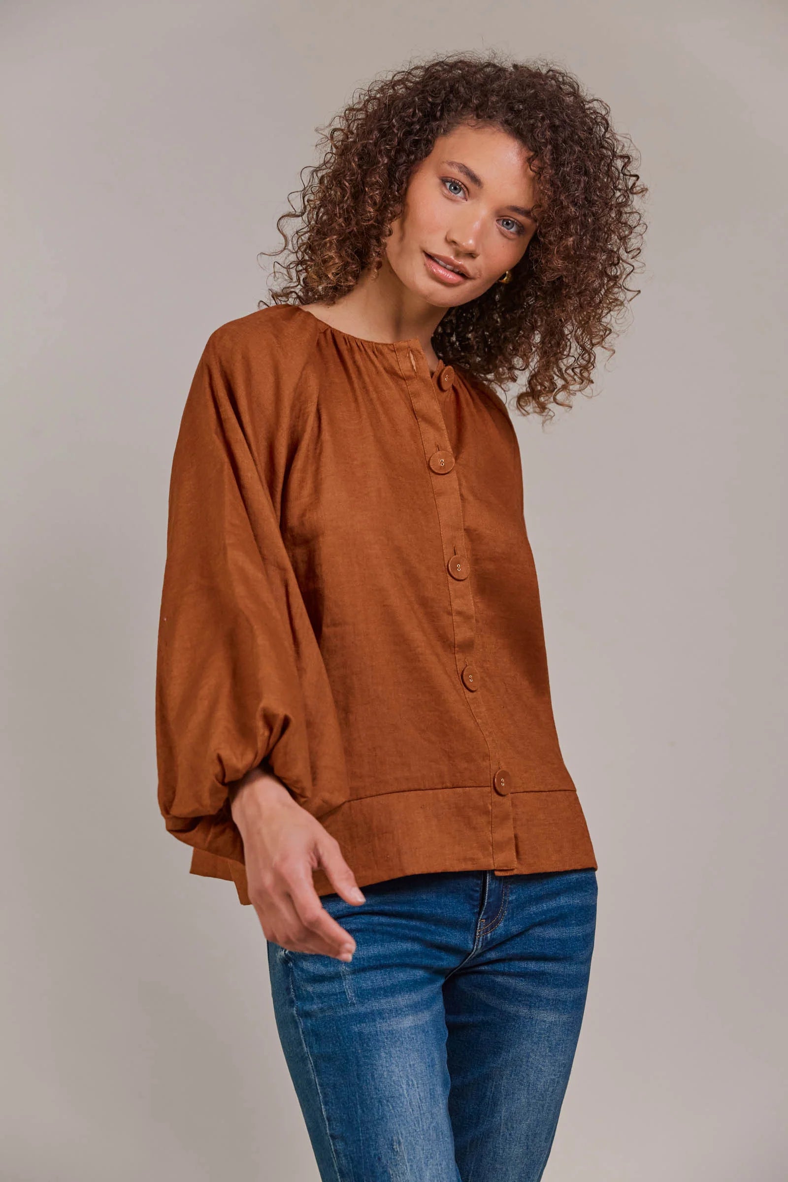 Laax Button Blouse - Hazel - EB&IVE