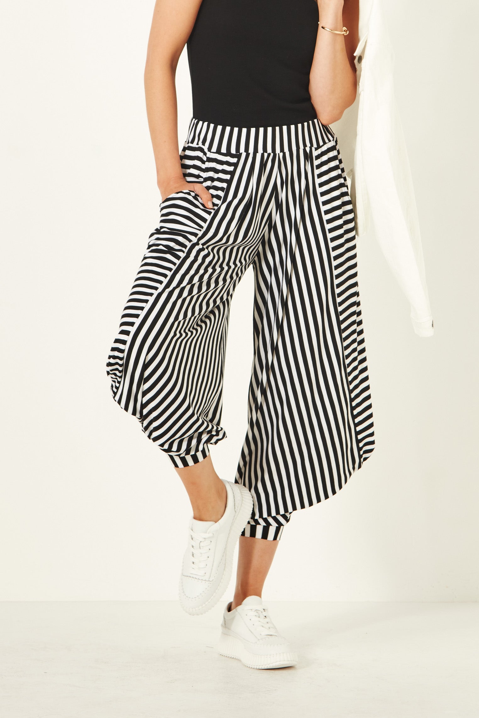 Lenka Pant - Black & White Stripe - LEMON TREE Pant 8 20 10 14 16 12 18 NZ LUMA