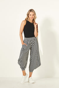 Lenka Pant - Black & White Stripe - LEMON TREE Pant NZ LUMA