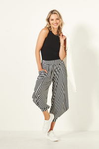 Lenka Pant - Black & White Stripe - LEMON TREE Pant NZ LUMA