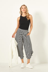 Lenka Pant - Black & White Stripe - LEMON TREE Pant NZ LUMA