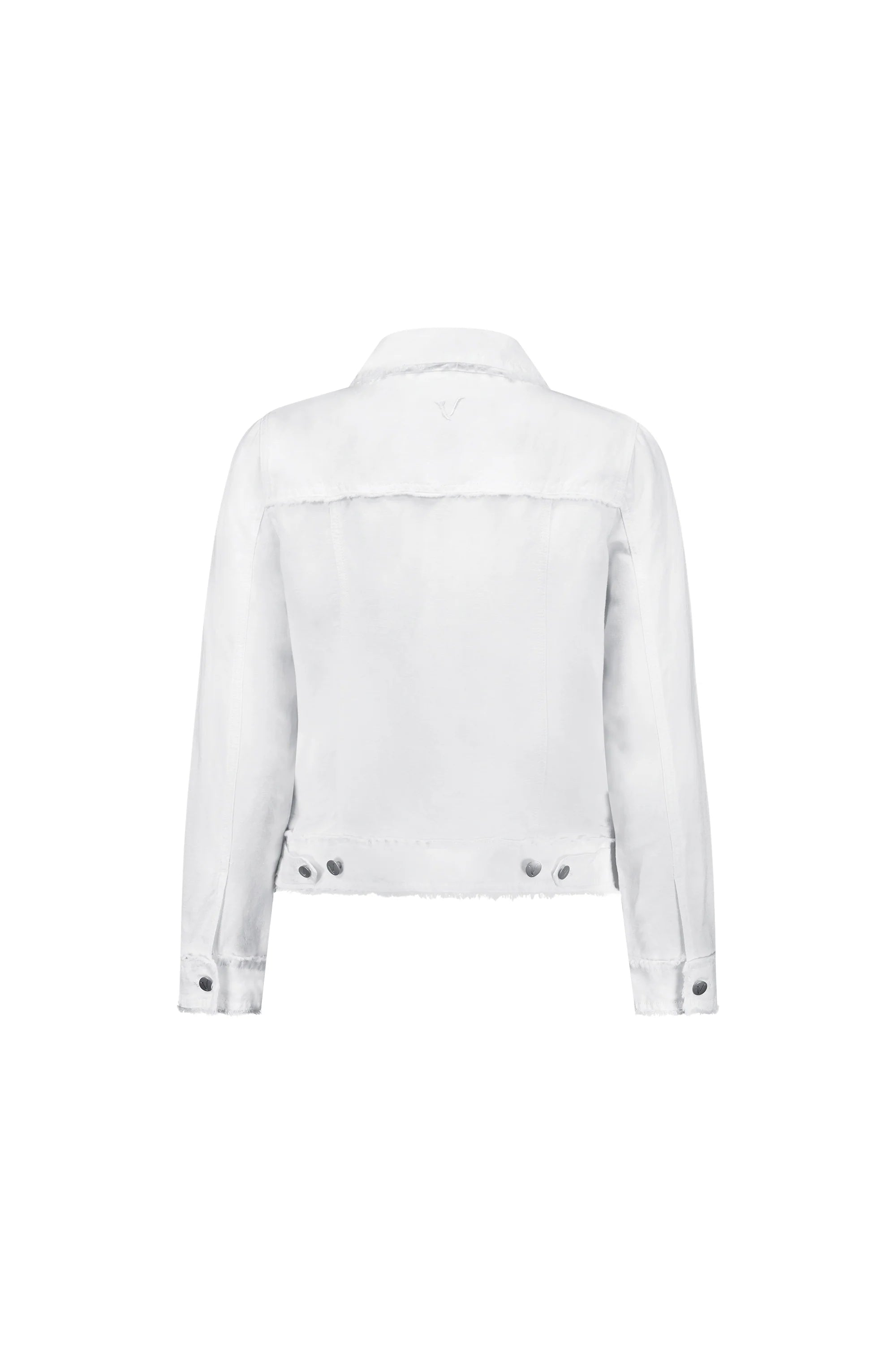 Linen Jacket with Frayed Seams - White - VASSALLI Jacket NZ LUMA