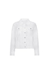 Linen Jacket with Frayed Seams - White - VASSALLI Jacket NZ LUMA