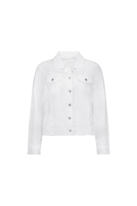 Linen Jacket with Frayed Seams - White - VASSALLI Jacket NZ LUMA