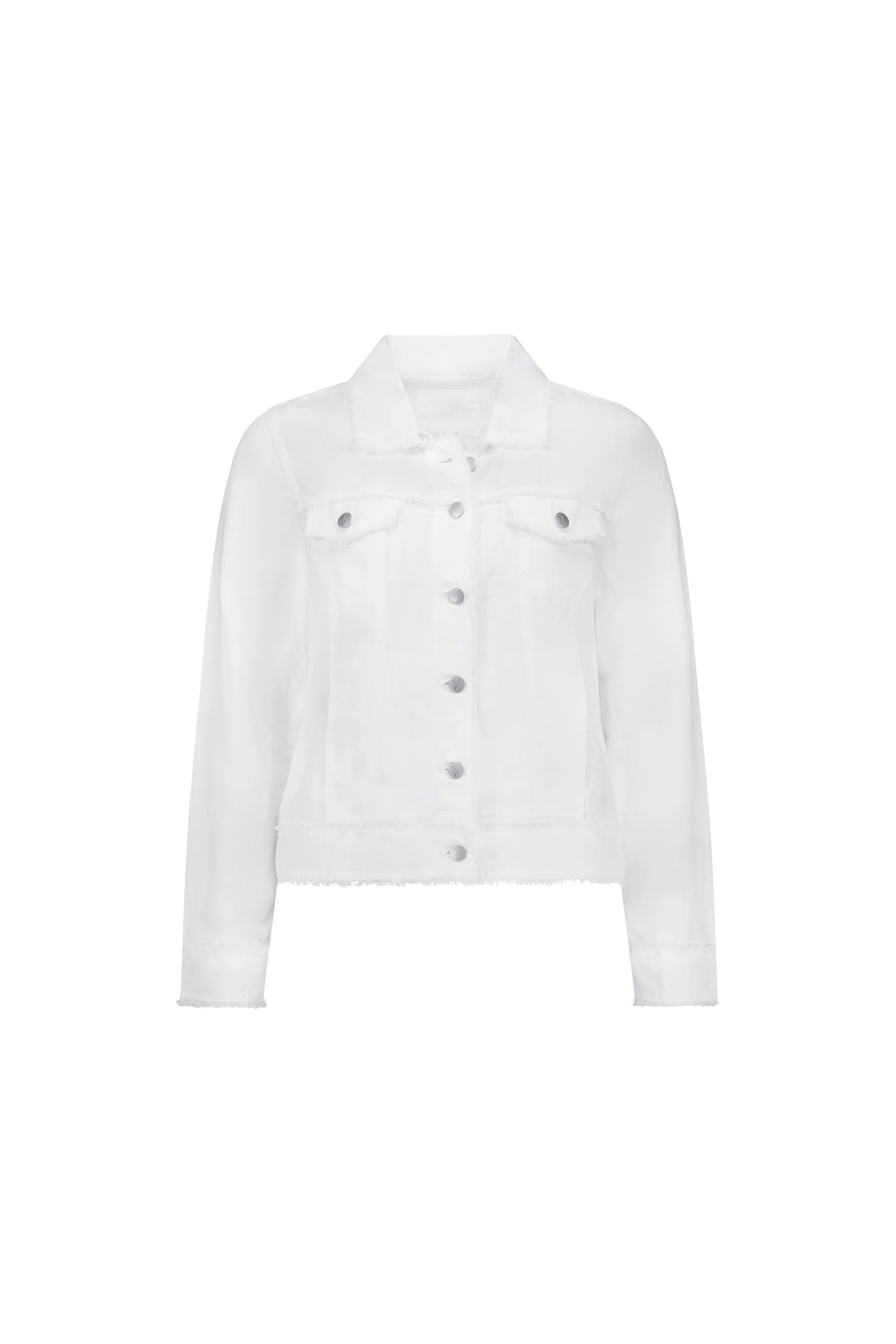 Linen Jacket with Frayed Seams - White - VASSALLI Jacket NZ LUMA