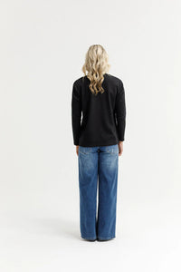 Long Sleeve Chris Tee -Black & Sand - HOME LEE TOPS NZ LUMA