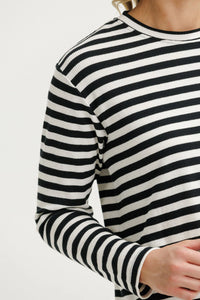 Long Sleeve Chris Tee -Black White Stripe - HOME LEE TOPS NZ LUMA
