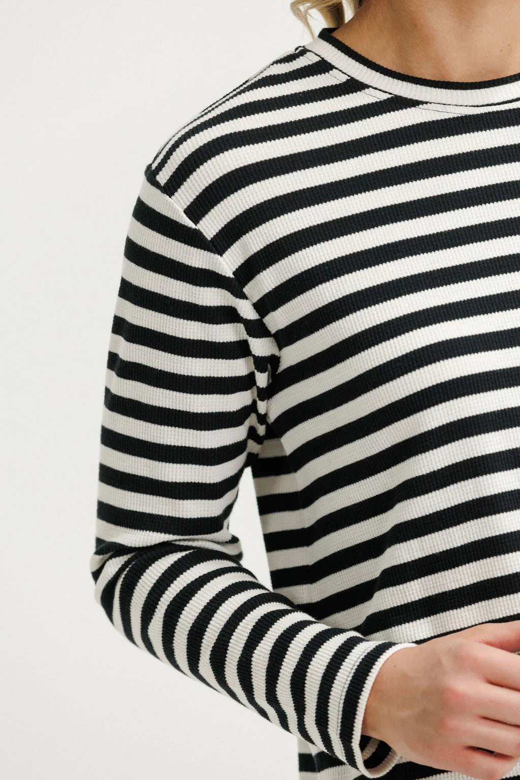 Long Sleeve Chris Tee -Black White Stripe - HOME LEE TOPS NZ LUMA