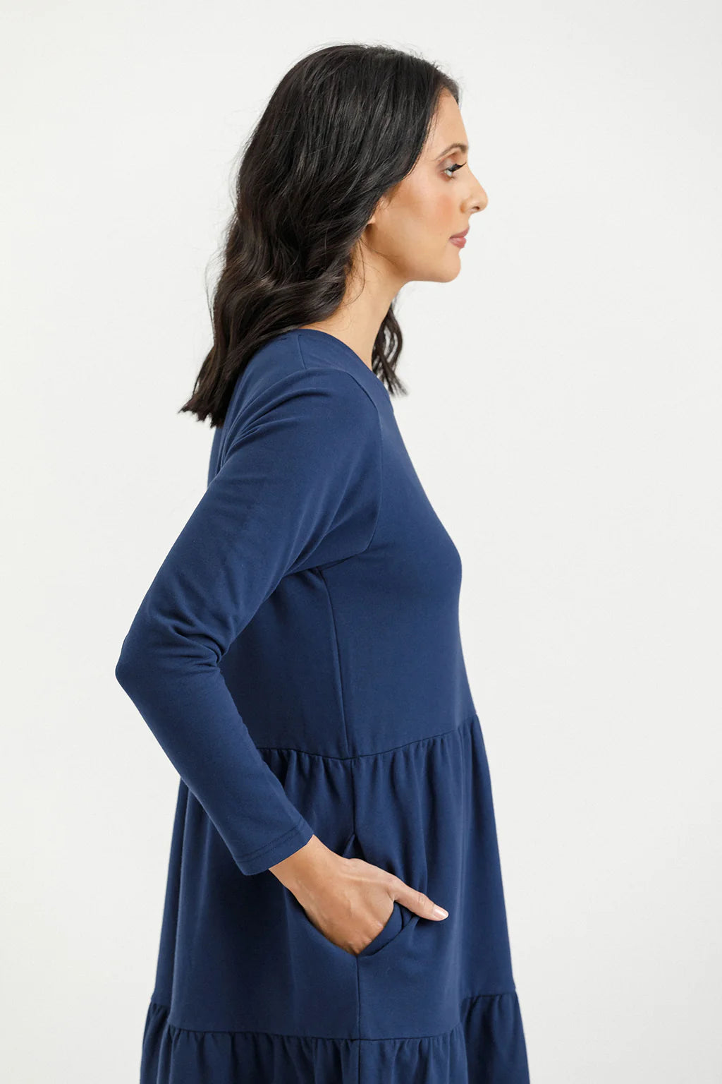 Long sleeve Kendall Dress - Indigo Blue - HOME LEE Dress NZ LUMA