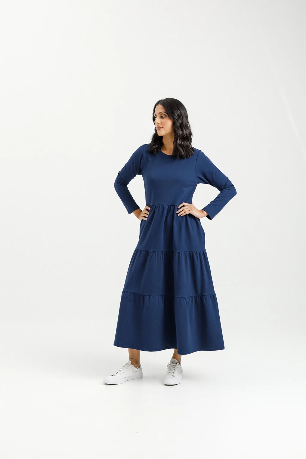 Long sleeve Kendall Dress - Indigo Blue - HOME LEE Dress NZ LUMA