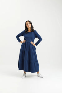 Long sleeve Kendall Dress - Indigo Blue - HOME LEE Dress 10 8 14 16 12 Indigo Blue NZ LUMA