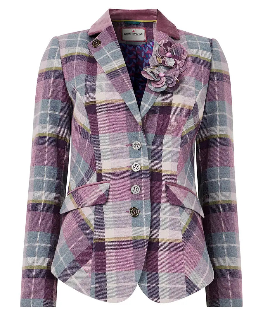Loretta Check Jacket -Purple- JOES BROWNS Jacket NZ LUMA