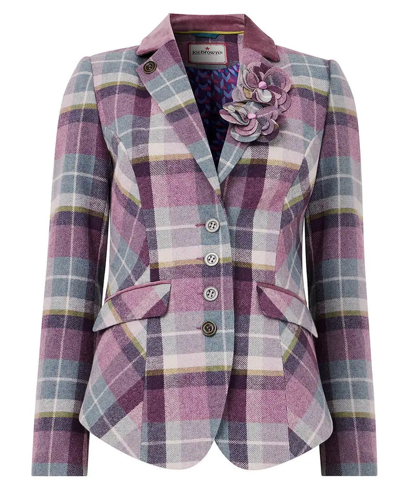 Loretta Check Jacket -Purple- JOES BROWNS Jacket NZ LUMA