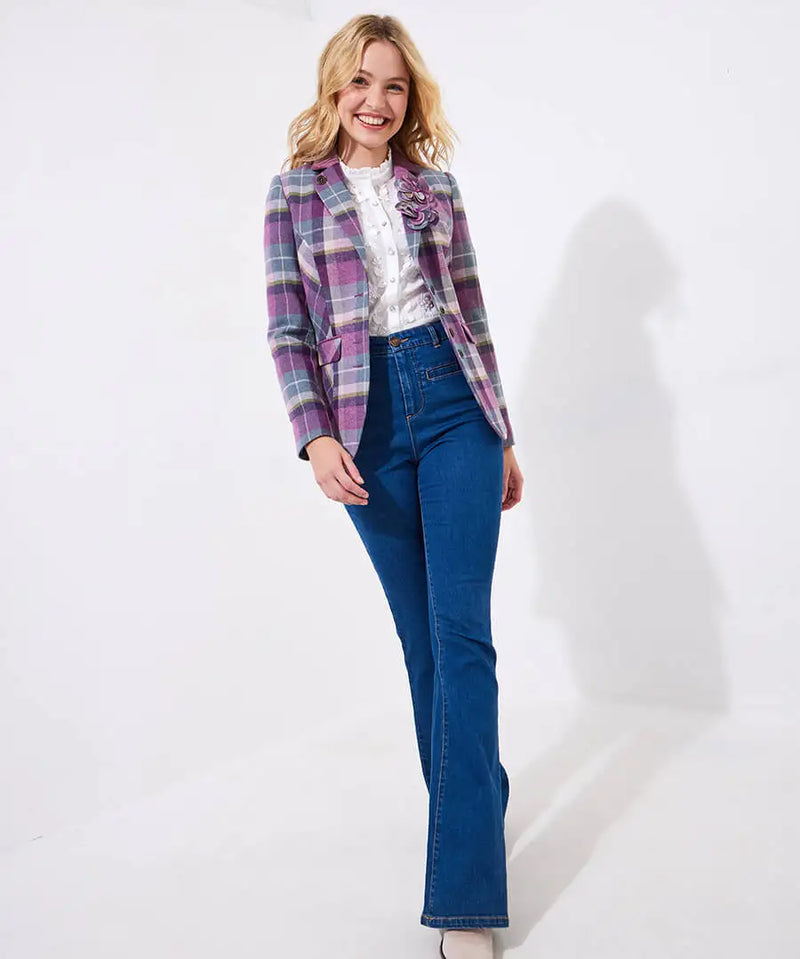 Loretta Check Jacket -Purple- JOES BROWNS Jacket NZ LUMA