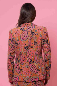 Louie Cord Blazer - Caramel Paisley - CHARLO Coat NZ LUMA