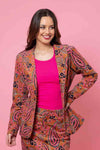 Louie Cord Blazer - Caramel Paisley - CHARLO Coat NZ LUMA