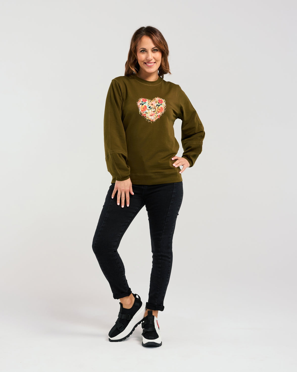 Louise Sweat - Olive - ZAFINA Top NZ LUMA