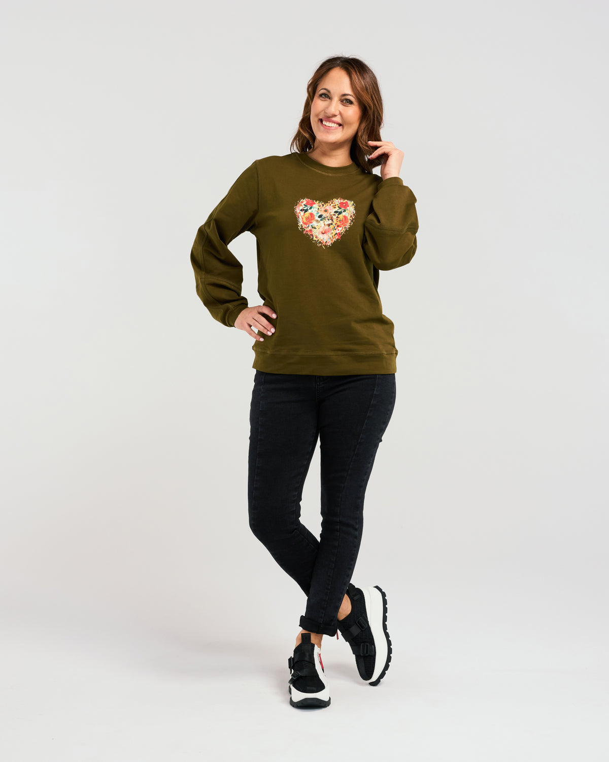 Louise Sweat - Olive - ZAFINA Top NZ LUMA